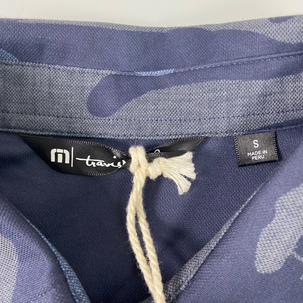 Travis‎ Mathew Mens Small Beachside Stealth Polo Shirt Blue Camo Golf NEW FLAW - Picture 3 of 9